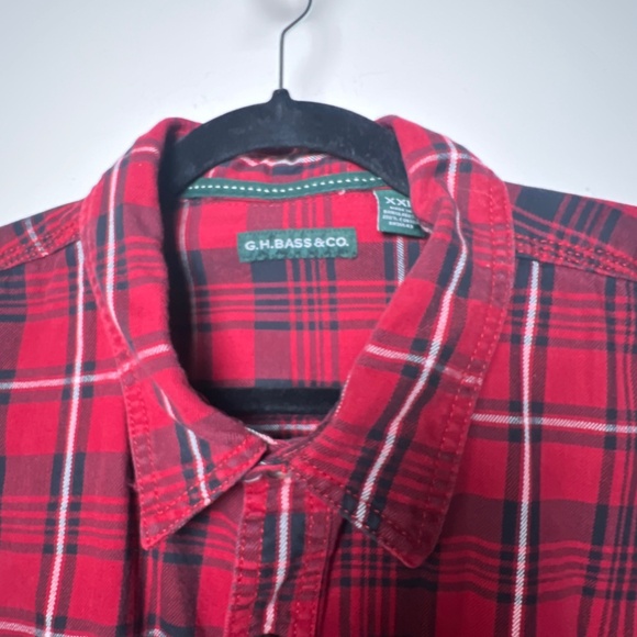 2 G. H. Bass & Co Red Plaid Lumberjack Button Down Long Sleeve Shirt Men’s XXL - Picture 8 of 10